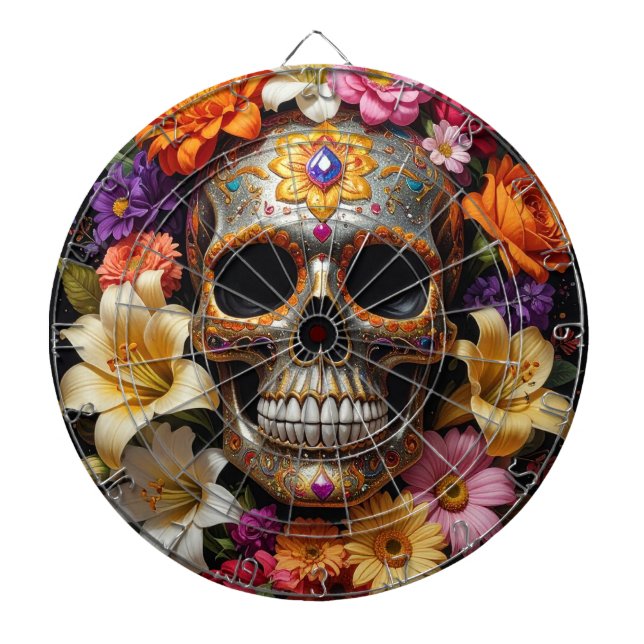 Tabla Dardos Cranio de Açúcar Ornamentado (Frente)