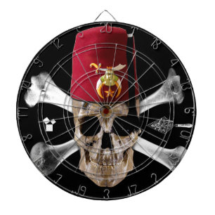 Tabla Dardos Crânio e ossos maçónicos de Shriner com Fez
