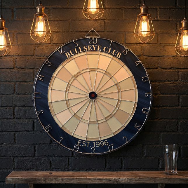 Tabla Dardos Custom Bullseye Club Navy Blue Wood Grain (Criador carregado)