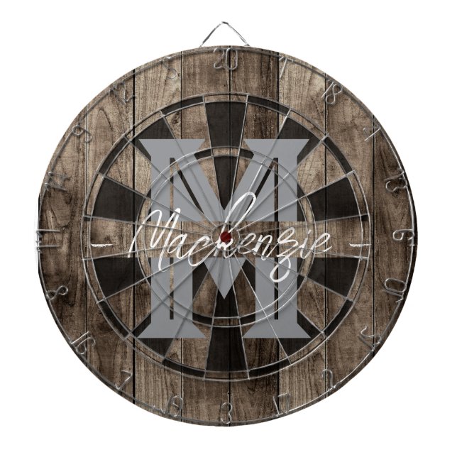 Tabla Dardos Custom Family Name Monogram Dart Board (Frente)