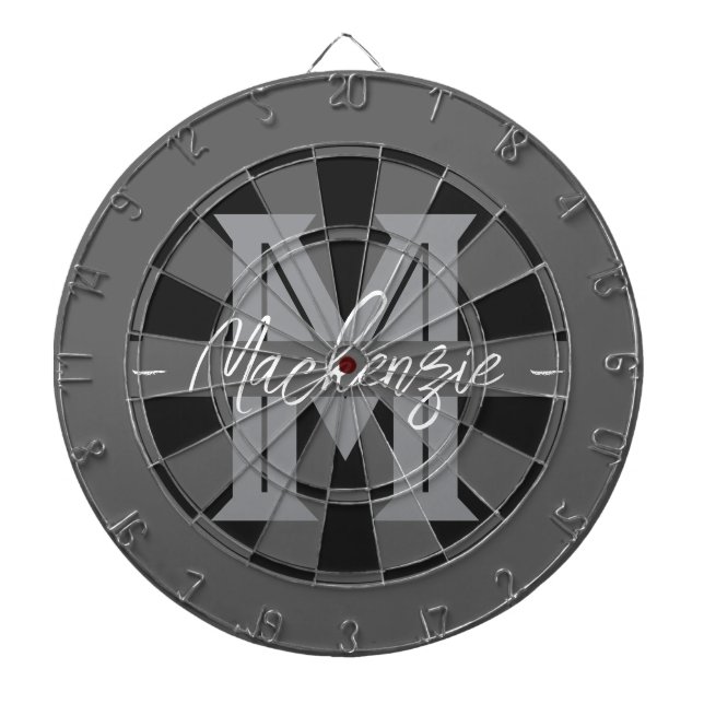 Tabla Dardos Custom Family Name Monogram Gray (Frente)