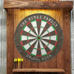 Tabla Dardos Custom Family Name Personalized Dartboards<br><div class="desc">A dartboard is a popular recreational and competitive game that provides hours of fun for players of all ages and skill levels. Typically made from sisal fibers, cork, or electronic components, dartboards are designed to withstand the impact of darts while offering precise scoring zones. Standard dartboards feature a circular design...</div>