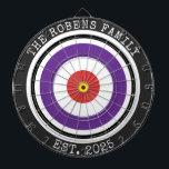 Tabla Dardos Custom Family Name Rustic Dartboard<br><div class="desc">A dartboard is a popular recreational and competitive game that provides hours of fun for players of all ages and skill levels. Typically made from sisal fibers, cork, or electronic components, dartboards are designed to withstand the impact of darts while offering precise scoring zones. Standard dartboards feature a circular design...</div>