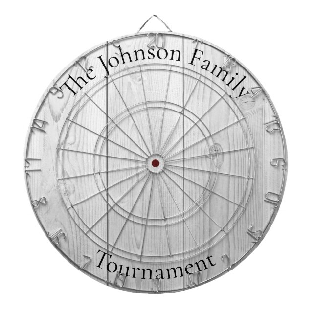 Tabla Dardos Custom Family Name Rustic Wood Look Dartboard (Frente)