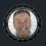 Tabla Dardos Custom Photo Dartboard & Text - BLACK Surround<br><div class="desc">Custom Photo Dartboard template with personalized text and BLACK round photo framing surround (other color surrounds available in store). Your face on a dartboard. One click personalize upper and lower text plus replace image, or full customization via Edit Screen. Regulation size with metal frame and 6 brass darts (Stars and...</div>