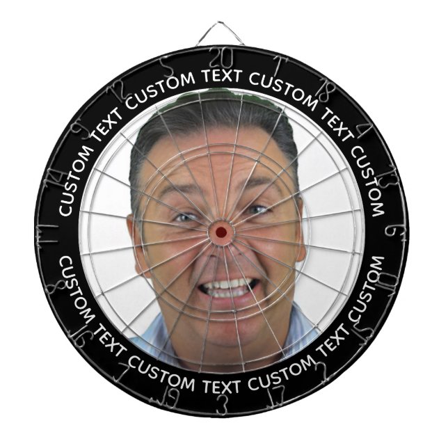 Tabla Dardos Custom Photo Dartboard & Text - BLACK Surround (Frente)