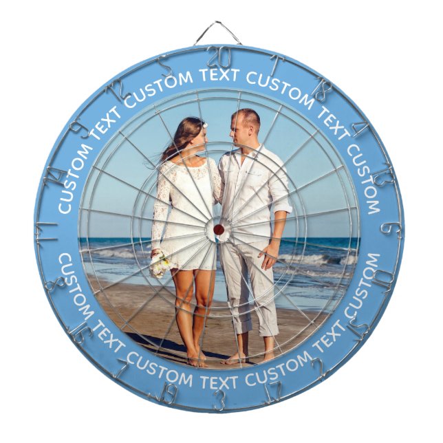 Tabla Dardos Custom Photo Dartboard & Text - NAVY BLUE Surround (Frente)