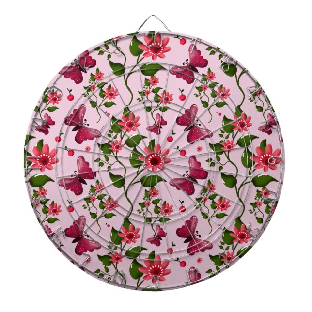 Tabla Dardos Cute Cherry Butterfly Pattern, Glossy Kawaii Fruit (Frente)