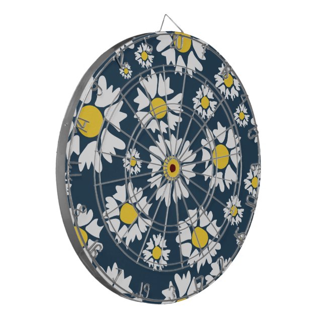 Tabla Dardos Daisy Pattern, Floral Pattern, White Daisies (Frente Esquerda)