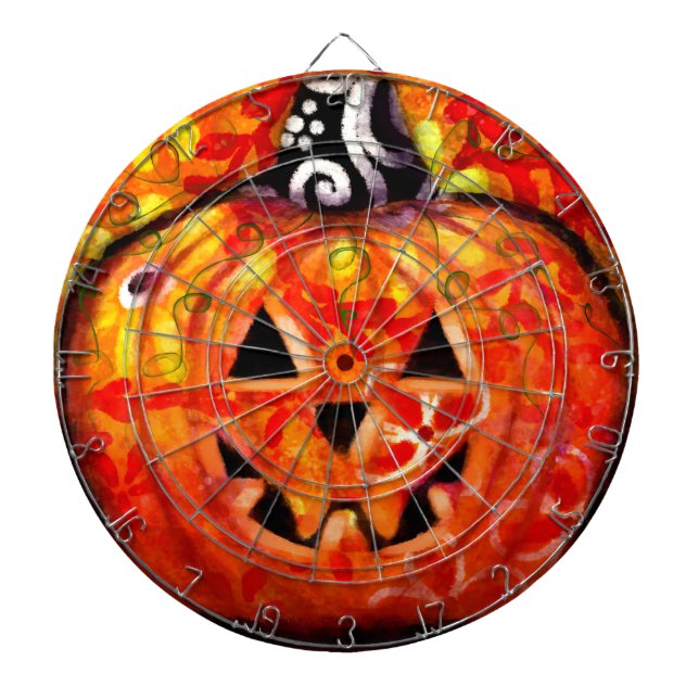 Tabla Dardos Dart Board - Whimsical Halloween Jack O Lanterna (Frente)