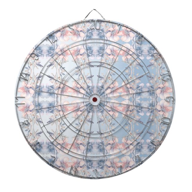 Tabla Dardos Dartboard Azul-Rosa Flores (Frente)