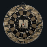 Tabla Dardos Dartboard Brown Black Camo<br><div class="desc">Personalize este prato de camuflagem preto e marrom com seu nome e inicial. presente de excelente para um garoto adolescente. Projetado para você pelo Blackberry Boulevard.</div>