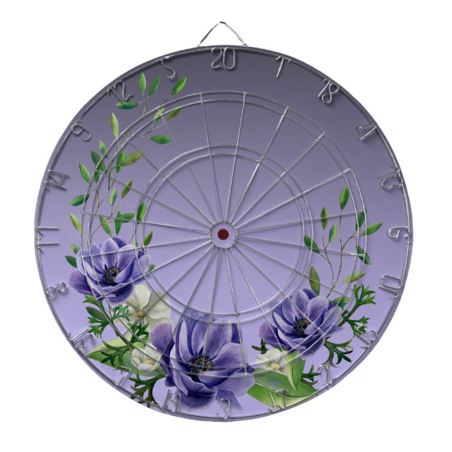 Tabla Dardos Dartboard das flores roxas de aquarelas (Frente)