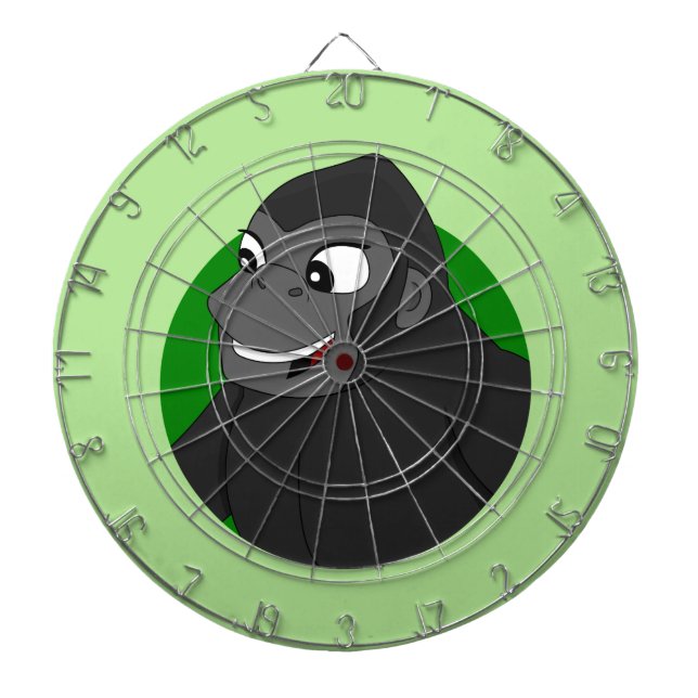 Tabla Dardos Dartboard de desenho animado de gorila com dardos (Frente)