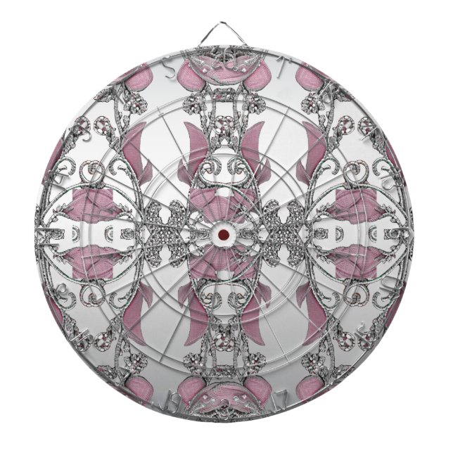 Tabla Dardos Dartboard decorativa prata rosa (Frente)