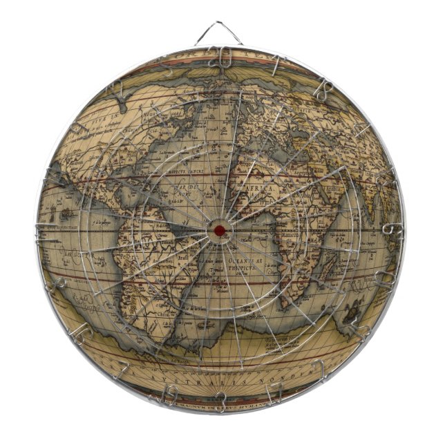 Tabla Dardos Dartboard do mapa do mundo de Ortelius (Frente)