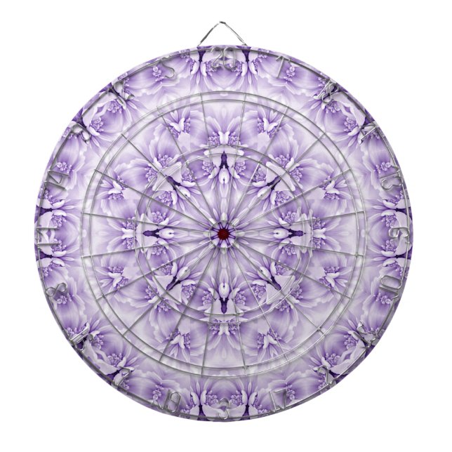 Tabla Dardos Dartboard Flores Brancas Roxas (Frente)