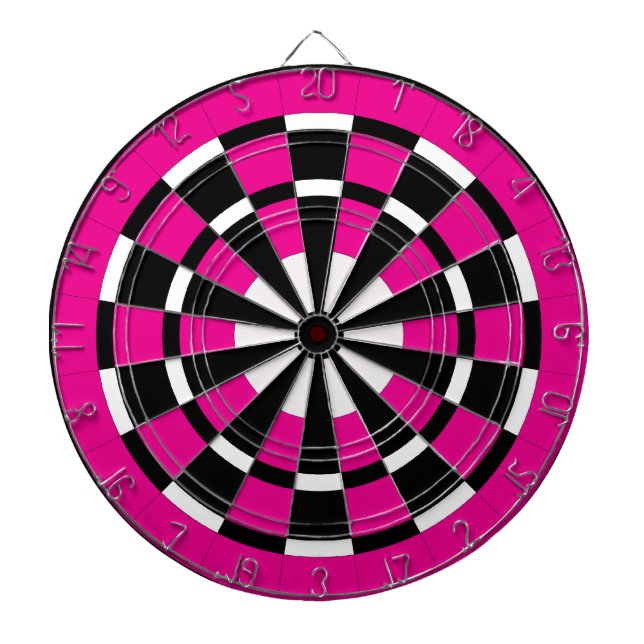 Tabla Dardos Dartboard preto & branco cor-de-rosa (Frente)