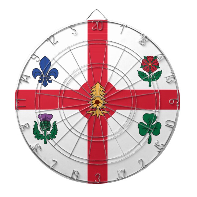Tabla Dardos Dartboard with Flag of Montreal, Canada (Frente)