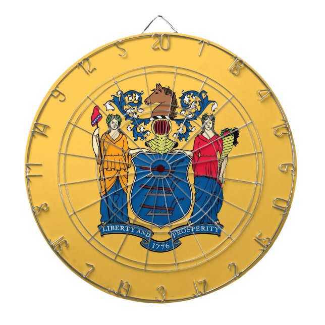 Tabla Dardos Dartboard with Flag of New Jersey, EUA (Frente)