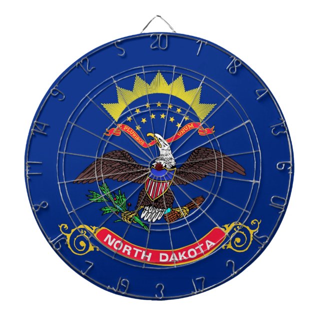Tabla Dardos Dartboard with Flag of North Dakota, EUA (Frente)