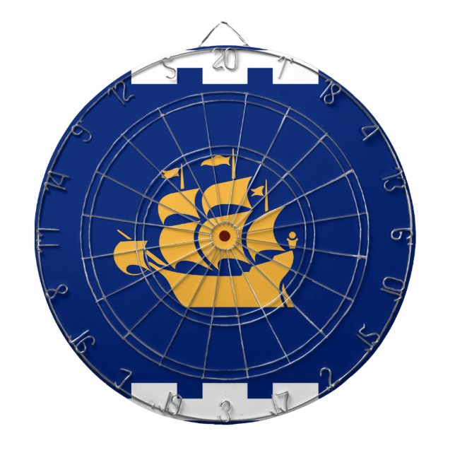 Tabla Dardos Dartboard with Flag of Quebec City, Canada (Frente)