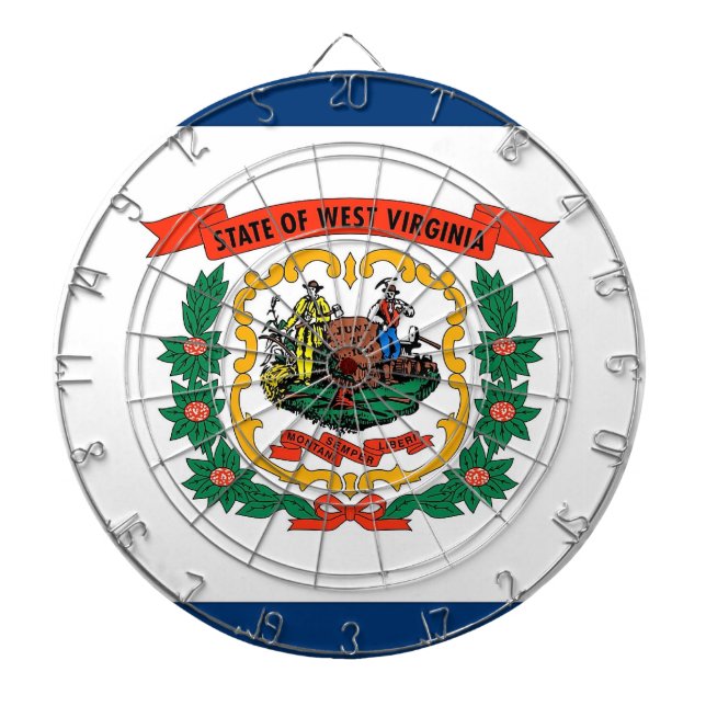 Tabla Dardos Dartboard with Flag of West Virginia, EUA (Frente)