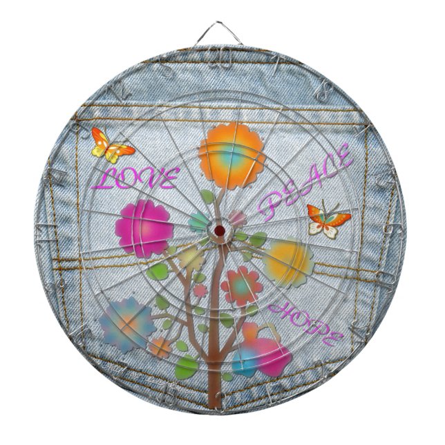 Tabla Dardos Denim Back Pocket Flores Paz Esperança (Frente)