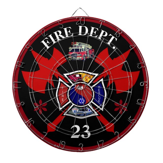 Tabla Dardos Departamento dos bombeiros personalizado (Frente)