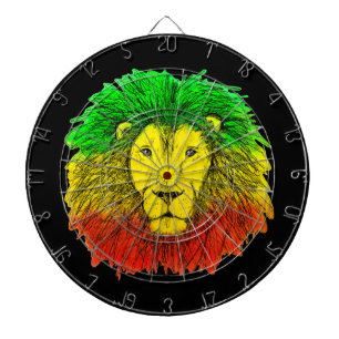 Tabla Dardos Desenho da cabeça de leão Rasta vermelho amarelo v
