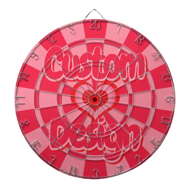 Tabla Dardos Desenho de Coração Rosa e Vermelho Rubi com Texto  (Frente)