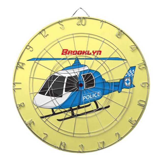 Tabla Dardos Desenho de helicóptero da polícia fofo (Frente)