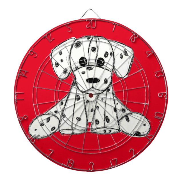 Tabla Dardos Desenho simples de um cão dalmata de pelúcia em pr (Frente)