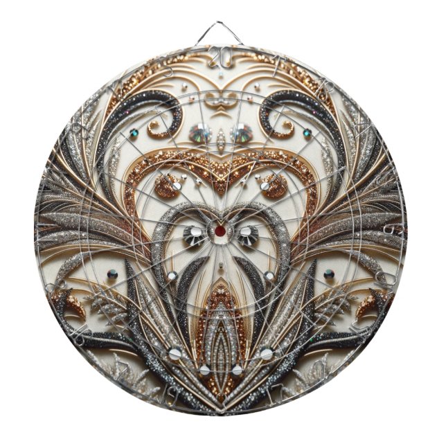 Tabla Dardos Design Barroco Glamoroso com Glitter e Pedras Gama (Frente)
