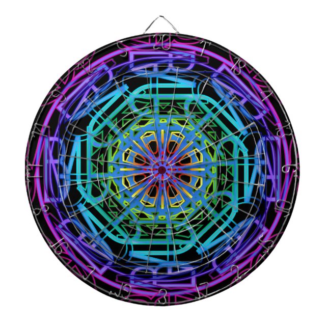 Tabla Dardos Design da mandala das luzes de néon (Frente)