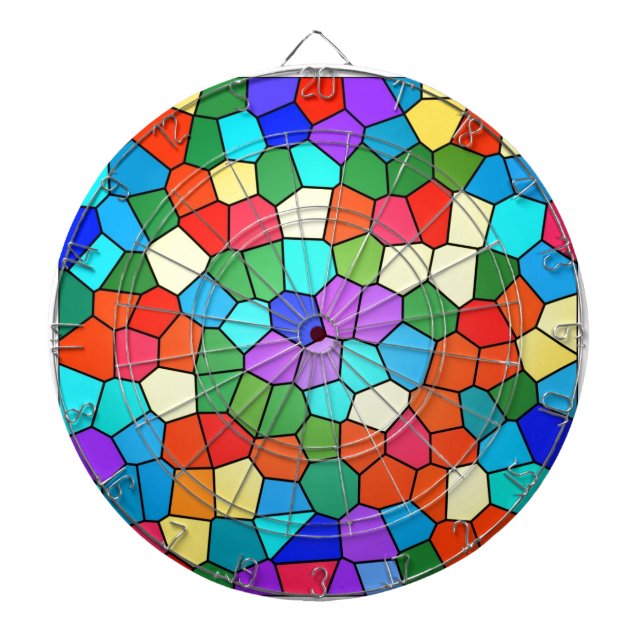 Tabla Dardos Design de Arco-Íris de Vidro (Frente)