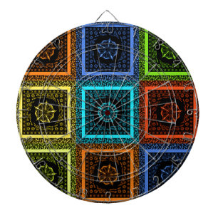 Tabla Dardos Design de Arte de Padrão Multicolorido Verificado
