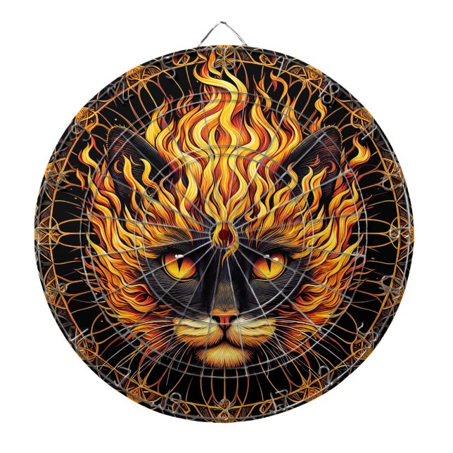 Tabla Dardos Design de Mandala para o Gato de Fogo Místico (Frente)