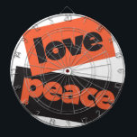 Tabla Dardos Design de paz vibrante, ousada, simples e urbana<br><div class="desc">Design moderno,  simples e vibrante de um ditado "Paz de Amor" em cor laranja e negra. Arte do vetor gráfico legal,  urbana,  moderna,  ousada e lúdica</div>