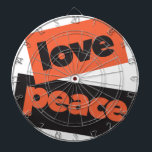 Tabla Dardos Design de paz vibrante, ousada, simples e urbana<br><div class="desc">Design moderno,  simples e vibrante de um ditado "Paz de Amor" em cor laranja e negra. Arte do vetor gráfico legal,  urbana,  moderna,  ousada e lúdica</div>