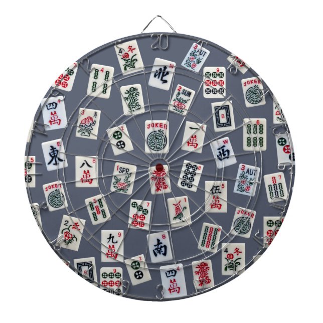 Tabla Dardos design de peças de MahJongg em azul escuro (Frente)