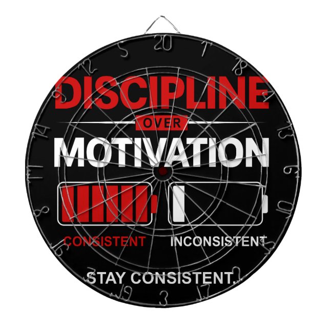 Tabla Dardos Discipline Over Motivation – Stay Consistent | Sel (Frente)