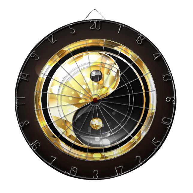 Tabla Dardos Dourado Yin Yang a preto (Frente)