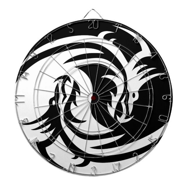 Tabla Dardos Dragão branco e preto de Yin e Yang (Frente)