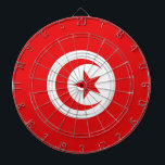 Tabla Dardos Drapeau Tunisie<br><div class="desc">Drapeau de la Tunisie: Majoritairement rouge,  il comporte en son milieu un disque blanc où figure un croissant rouge qui entoure une étoile à cinq branches.</div>