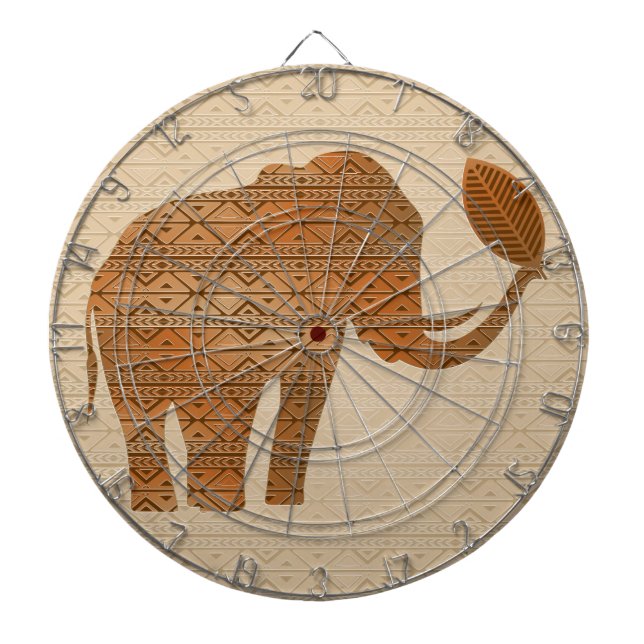 Tabla Dardos Elefante - Design de Arte Tribal (Frente)