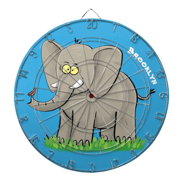 Tabla Dardos Elefante engraçado e bonito com desenho animado de (Frente)