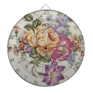 Tabla Dardos Elegância: Placa Floral Dart Inspirada em Porcelan