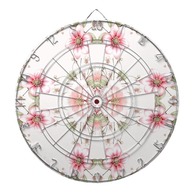 Tabla Dardos Elegant Pink White Floral Dartboard (Frente)