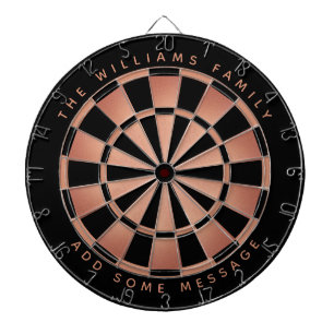 Tabla Dardos Elegante Rosa Dourada Preta Nome Personalizado Geo